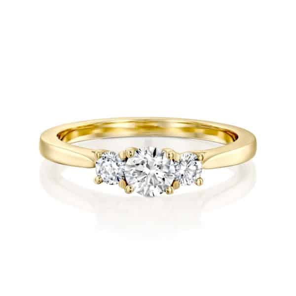 טבעת אירוסין בר משובצת שלושה יהלומים - פרונט
