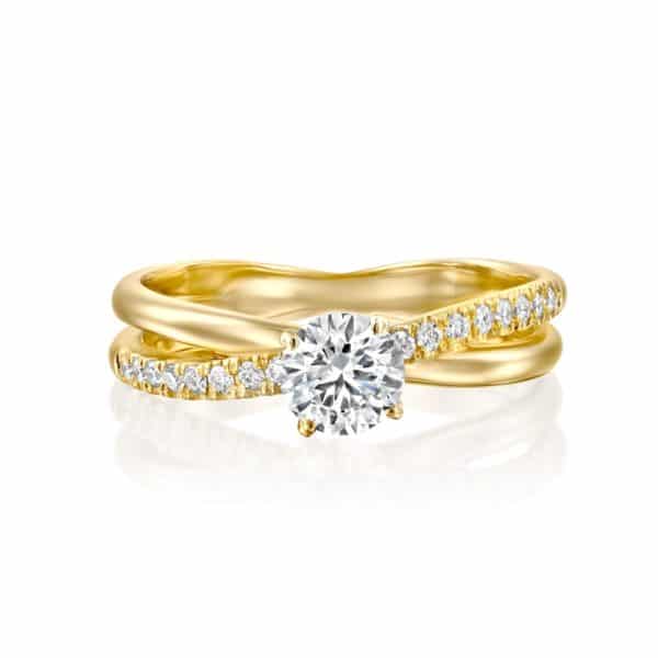 טבעת אירוסין מוניק טוויסט זהב צהוב - פרונט