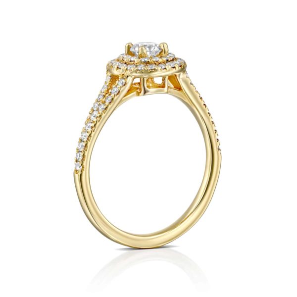טבעת אירוסין היילו זהב צהוב 0.75 קראט - עומדת