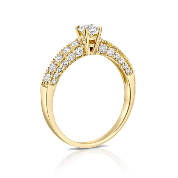 טבעת אירוסין וינטאג' זהב צהוב 0.90 קראט - עומדת