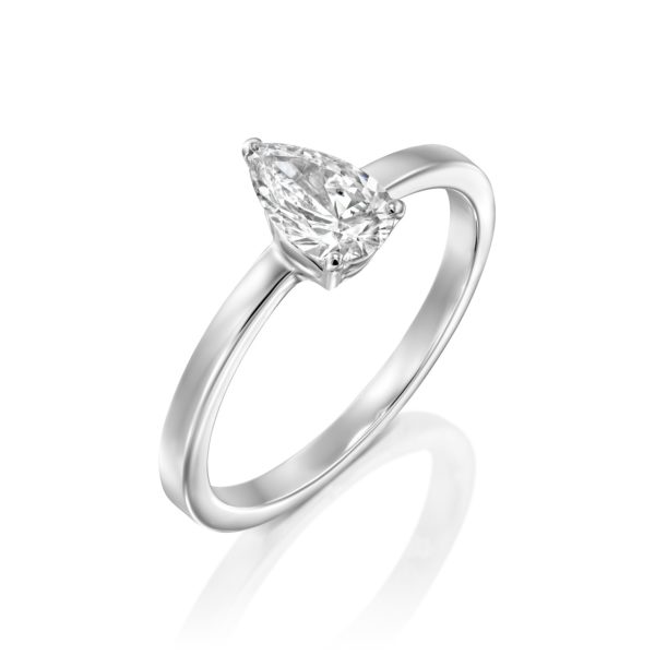 טבעת יהלום טיפה - בריטני 0.60 קראט - זהב לבן