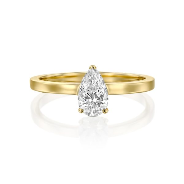 טבעת יהלום טיפה - בריטני 0.60 קראט - זהב - פרונט