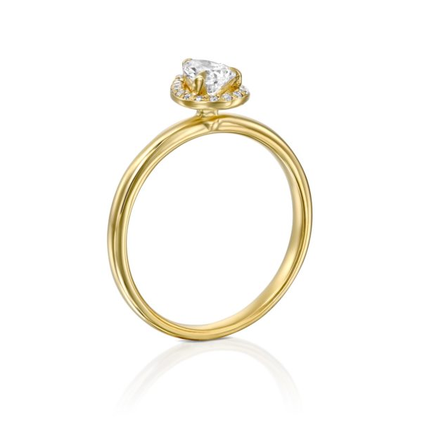 טבעת יהלומים רוז 0.50 קראט - היילו טיפה - זהב - מיושרת