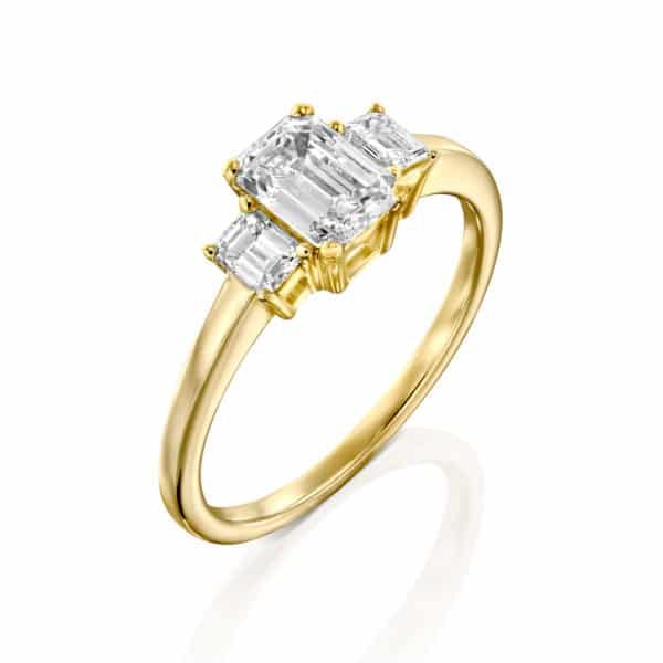 טבעת יהלומים אמרלד 1.5 קראט - זהב צהוב - 1