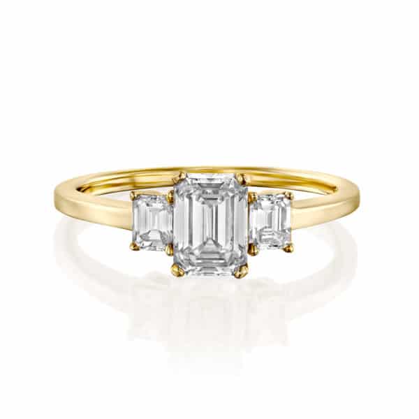 טבעת יהלומים אמרלד 1.5 קראט - זהב צהוב - 3